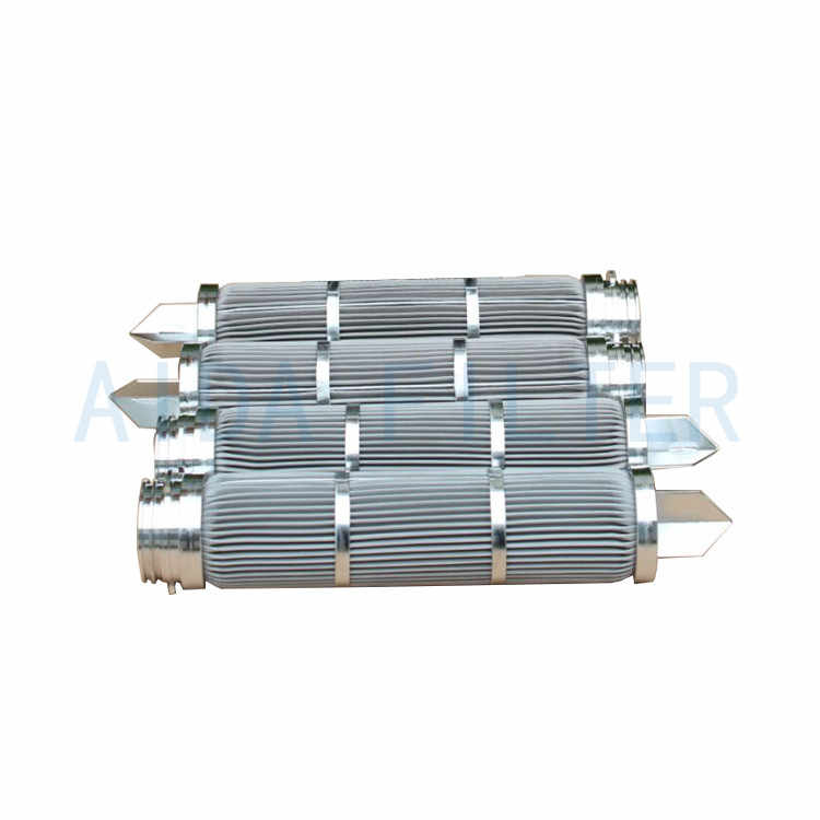 Metal sintered network high temperature dust folding filter cartridge