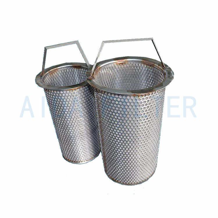 China supplier stainless steel sintered filter basket for oil plant